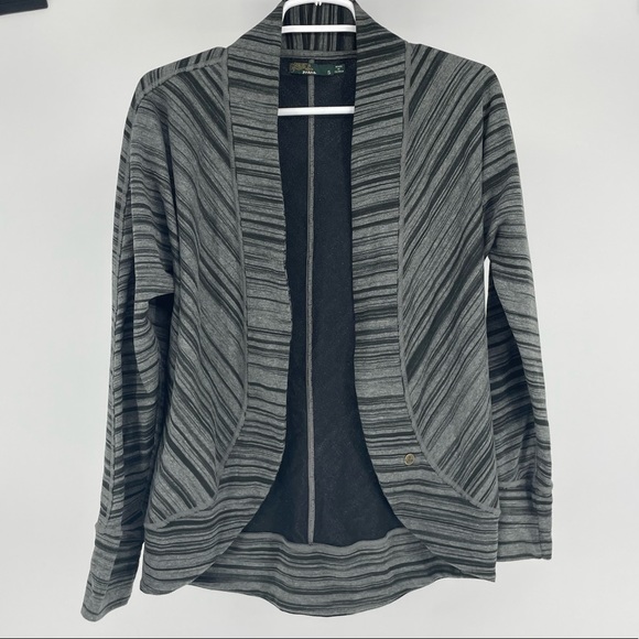PRANA PARADISO CARDIGAN OPEN FRONT SWEATER HEATHER GRAY AND BLACK SMALL - Picture 2 of 8